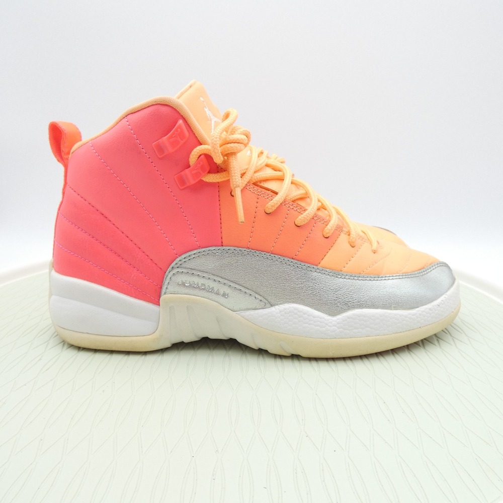 Nike Air Jordan 12 Retro GS Hot Punch Bright Mango Silver 510815-601 Size 7Y